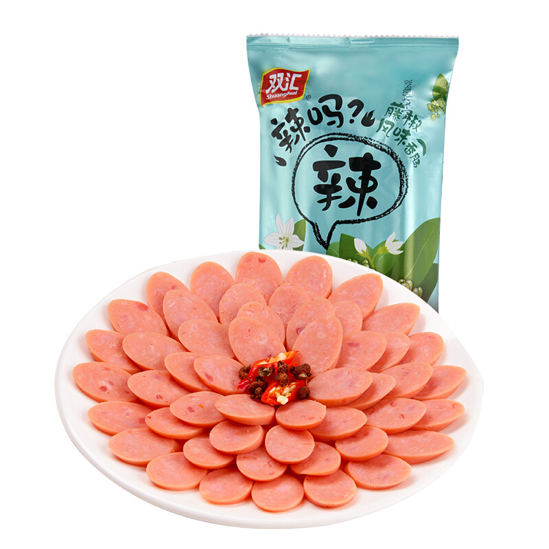 双汇辣吗辣藤椒风味火腿肠320g袋麻辣肠户外零食香肠 320g*1袋