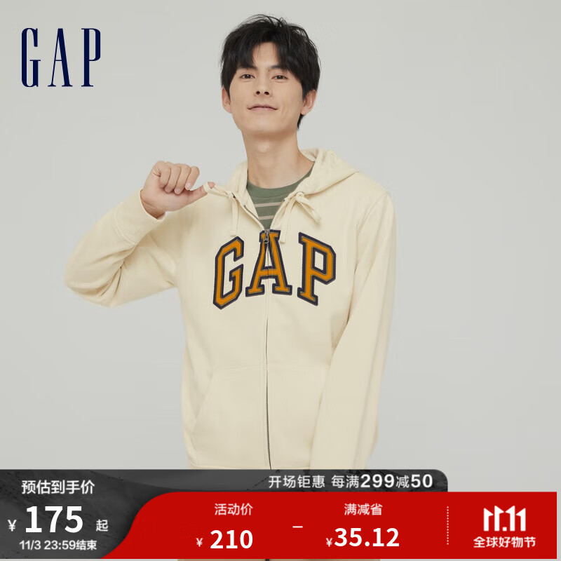 Gap【雪糕系列】男女装秋季美式复古LOGO卫衣853131运动连帽开衫 奶油米色 185/104A(L)怎么看?
