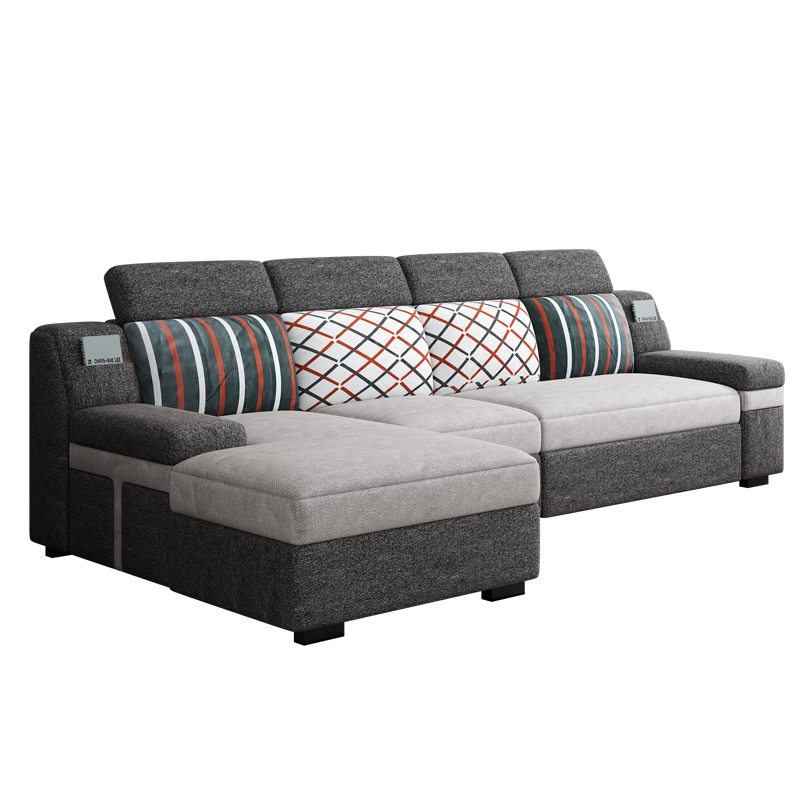 A家 沙发床 伸缩沙发可拆洗布艺客厅沙发多功能两用北欧懒人沙发床双人小户型家具 DB0022 米黄色 三人位沙发床(约2.1米)