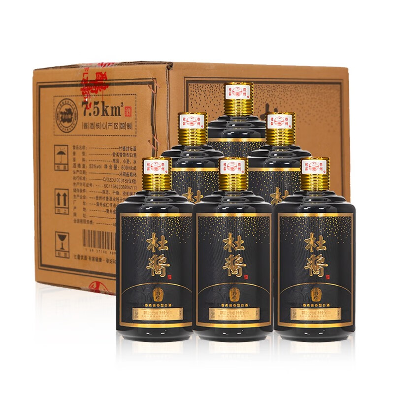 杜酱（Dusauce）封坛贵州酱香型白酒53度纯粮食白酒高粱酒酱香酒窑藏老酒整箱 杜酱封坛整箱6瓶+3个手提袋