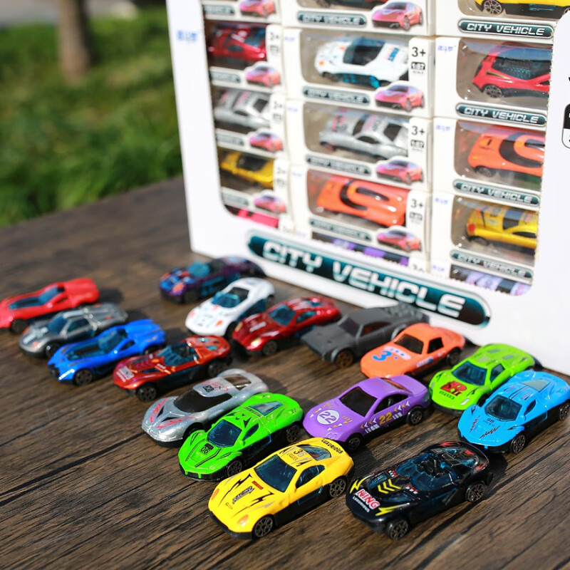 众舰行魂斗罗合金车模型 3岁+儿童玩具车滑行合金车模汽车模型 赛车系列白色盒(36个装)