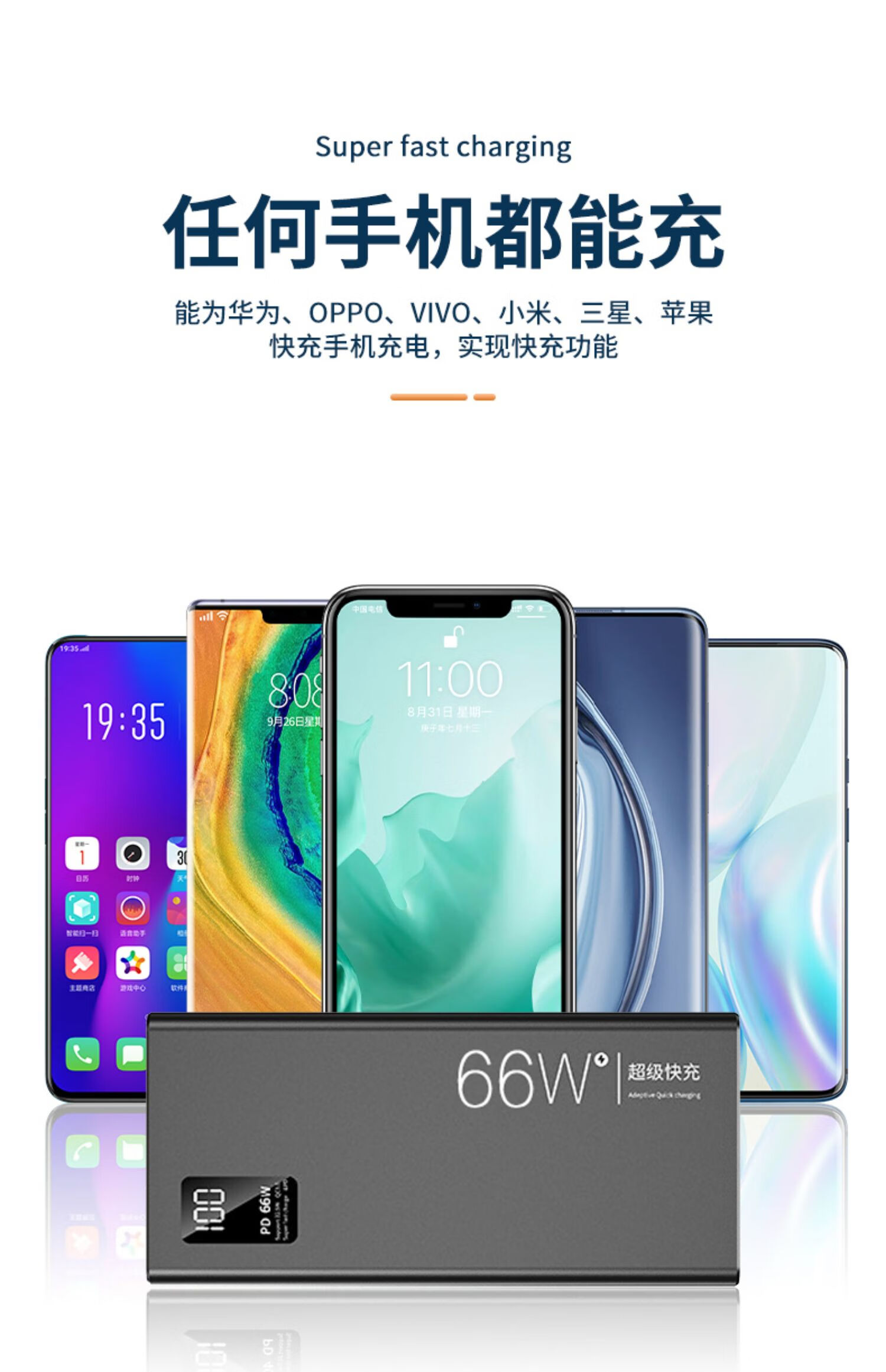 华为(huawei)适用超大容量充电宝100w通用华为苹果vivooppo快充10w m