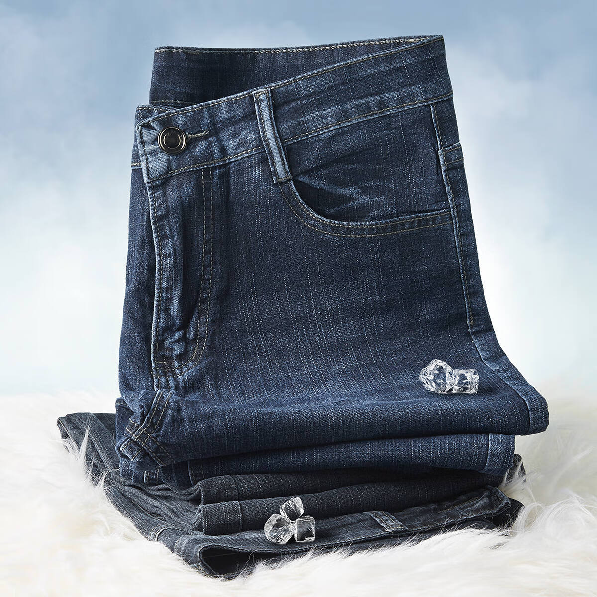 杉杉【凉爽透气】牛仔裤男夏垂顺弹力直筒裤亲肤柔软棉质抗皱修身长裤 蓝色 40 (185/100C)