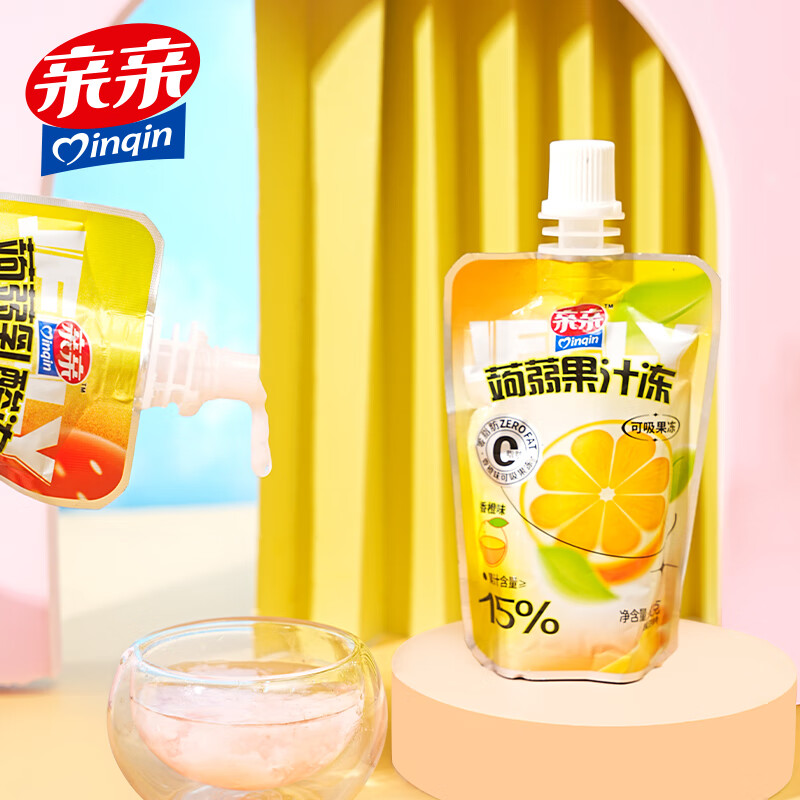 亲亲(Qinqin)蒟蒻吸吸果汁冻60g儿童休闲小零食冷藏口感更佳 草莓味*1支