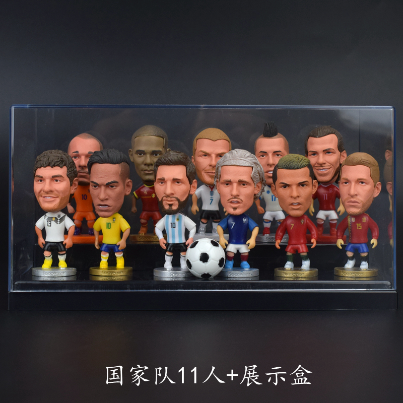 神至足球人偶球星摆件 手办公仔玩偶巴西阿根廷葡萄牙C罗梅西内马尔 国家队11人+展示盒