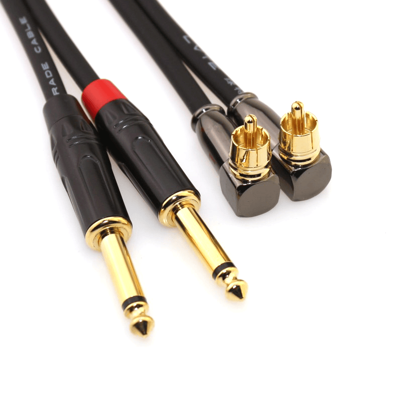 七幻 七幻（Seven Magic）双大二芯转双莲花音频线 2个6.5/6.35声卡转2个RCA音箱音响红白音频线 双大二芯直头转双莲花弯头 100米