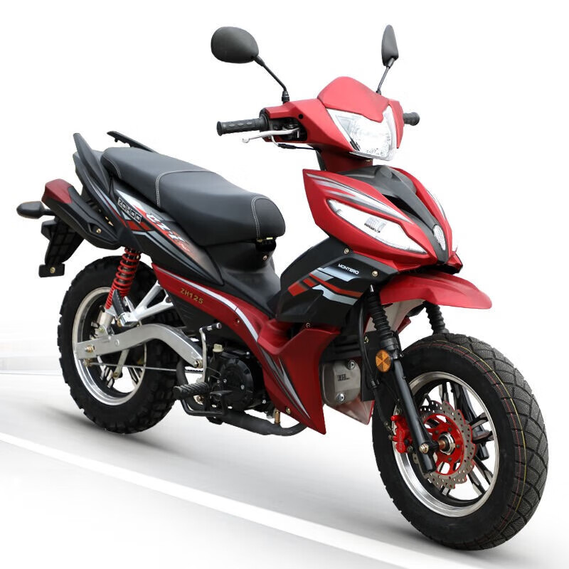 智询摩托车整车可上牌125弯梁机车 国四全新踏板燃油助力宽轮街车