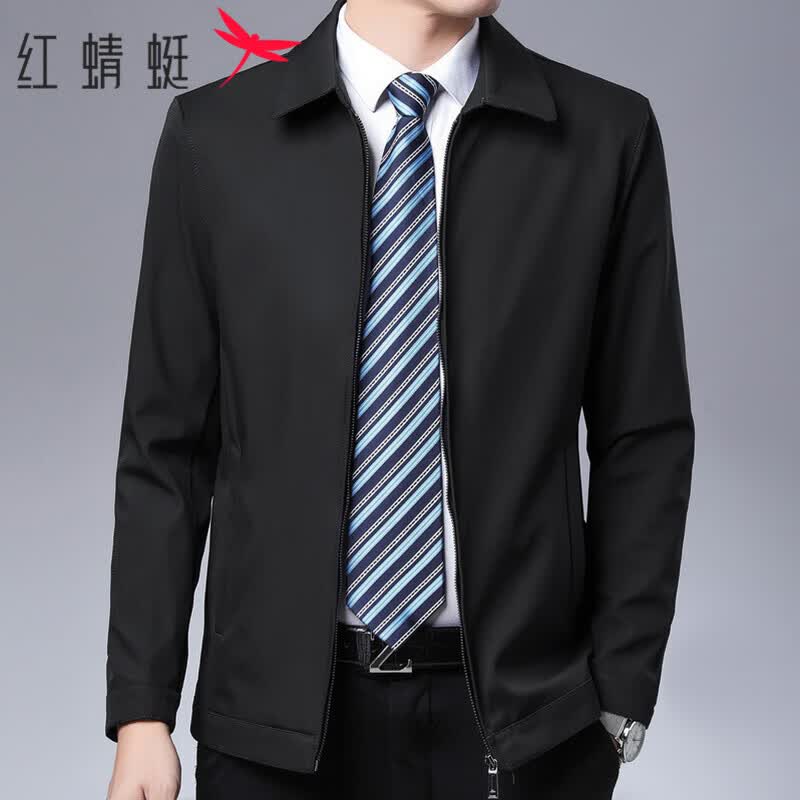 红蜻蜓（RED DRAGONFLY）夹克男中青年纯色立领商务休闲时尚简约男士翻领夹克衫 黑色 2XL 怎么样,好用不?