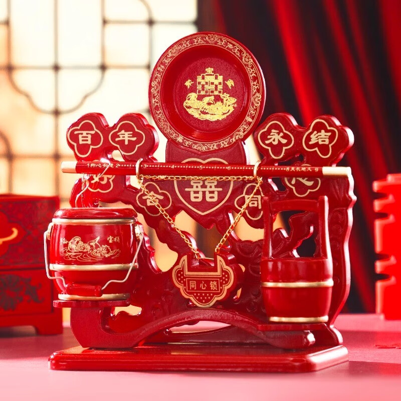 阿马福云三件套实木红木色小号子孙桶套装婚庆结婚马桶同心锁陪嫁嫁妆jm1 百年好合_大号子孙桶6件套使用感如何?