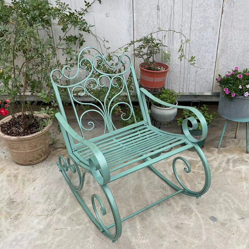 木石村居壹号欧式铁艺躺椅复古户外成人摇摇椅庭院桌椅公园椅子休闲