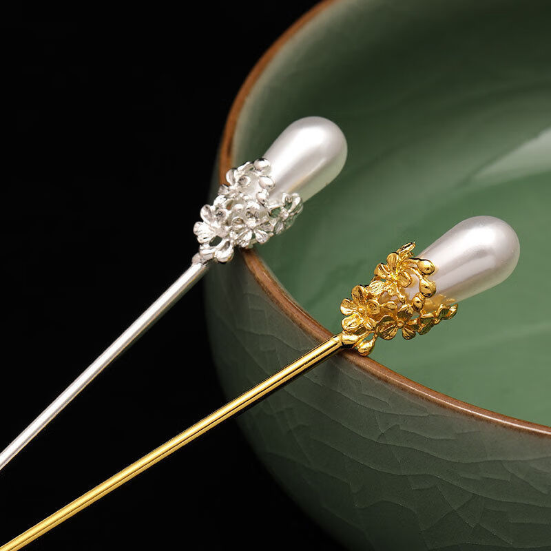 【七夕】y古装黛玉珠钗发簪百搭珍珠珠簪发钗女汉服古风配饰步摇依莲