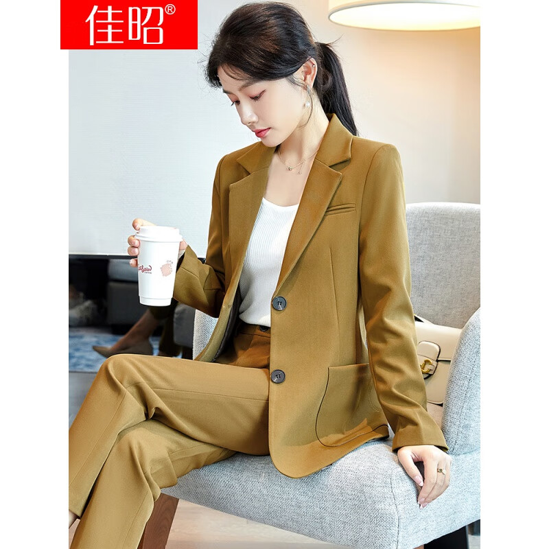 女神范小个子御姐轻熟风时尚高端职业白领主持小西服套装 单件棕色