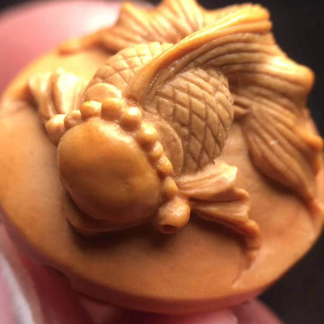 波士登 龙纹桃核手串手工雕刻金鱼手串鱼单颗男女款吊坠挂件 单颗