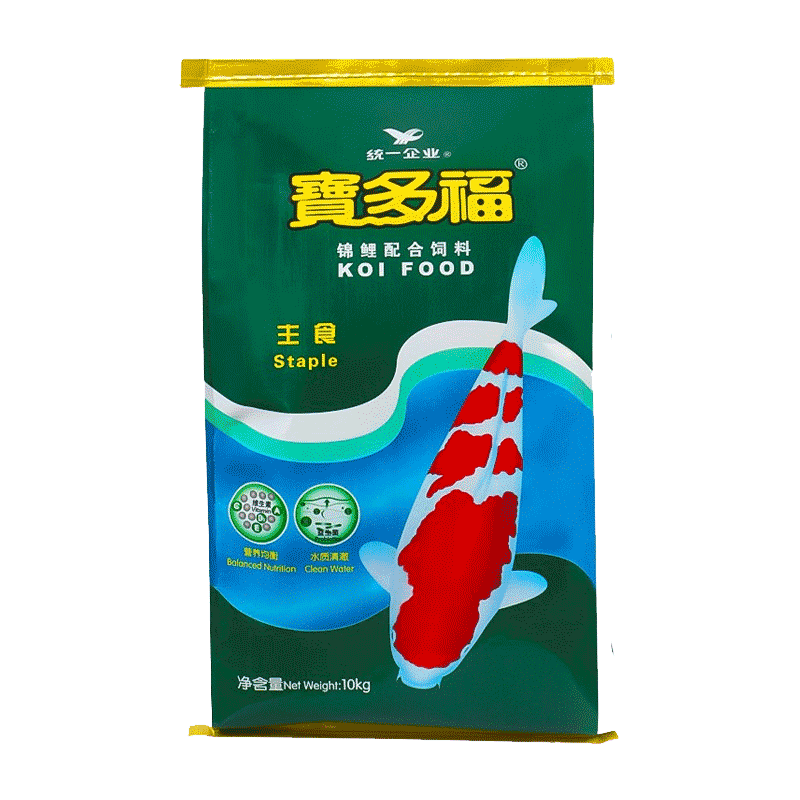 統(tǒng)一 寶多福錦鯉魚飼料增體魚糧增色錦鯉魚食不渾水育成觀賞魚飼料 10kg 主食L大粒7.5mm(上浮料)