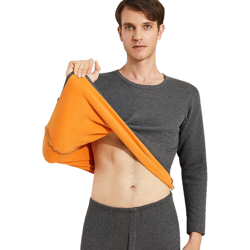 南極人男士保暖內(nèi)衣加絨加厚套裝青年中老年秋衣秋褲男保暖衣褲深灰4XL