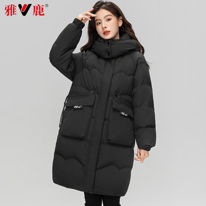 雅鹿羽绒服女中长款