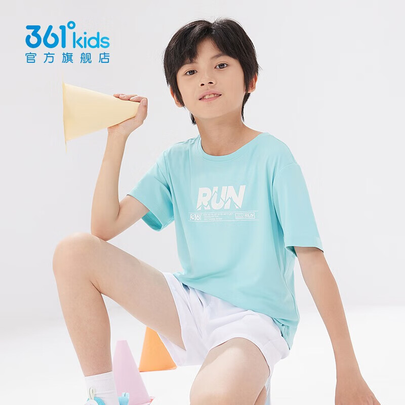 ���ڲ�����361��ͯװ��Ůͯ������֯���ļ��¿��ٸɶ�ͯT���д�ͯ��ˬ���� ǳ����1201-��ͯ 150 cm