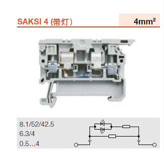 德国魏德米勒保险端子SAKSI 4 LD 1D230V AC/DC 1255790000