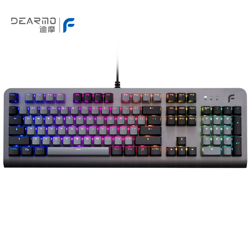 迪摩（DEARMO）F31机械键盘有线键盘游戏键盘104键RGB背光键盘吃鸡键盘电脑键盘 深空灰 茶轴