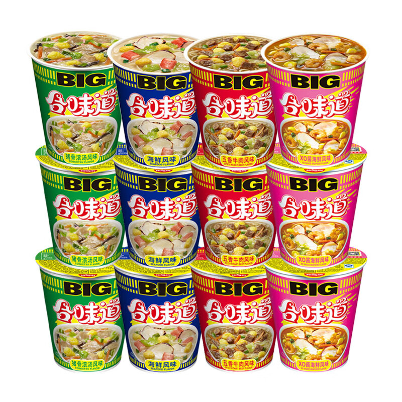日清食品（NISSIN）日清合味道BIG杯桶装方便面整箱懒人宿舍速食汤面 【12杯】12杯多口味组合
