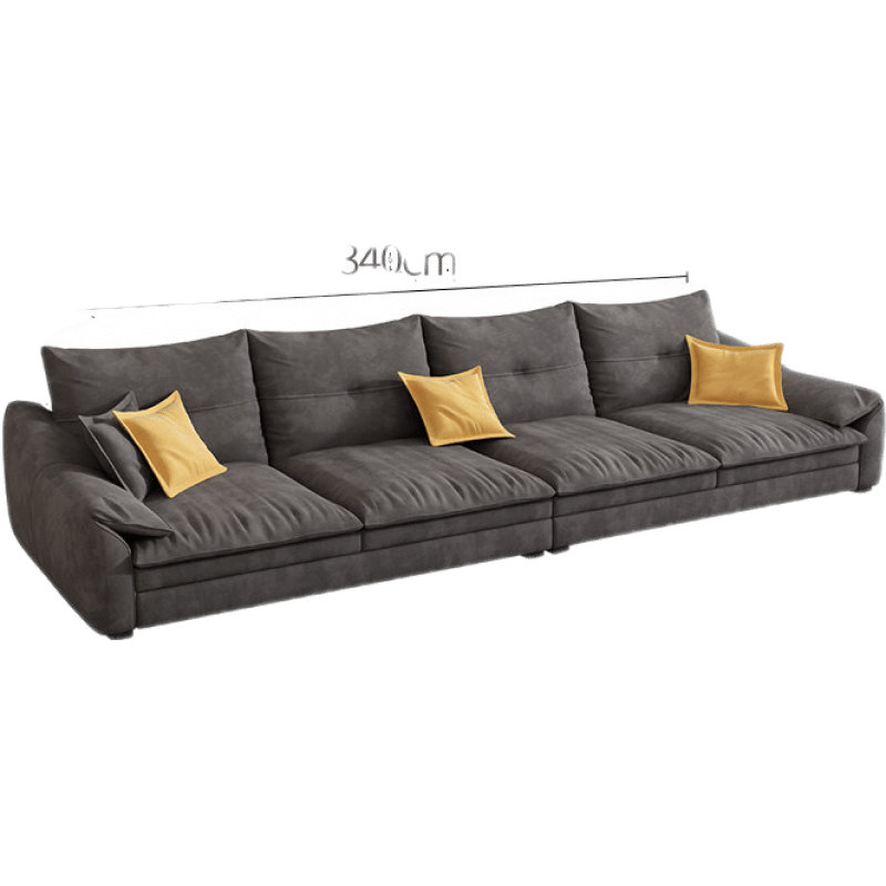 苏购轻奢科技布艺沙发北欧简约现代奶油风网红小户型客厅沙发 直排多人位【3.4米】 【松木框架+座包+麂皮绒面料】