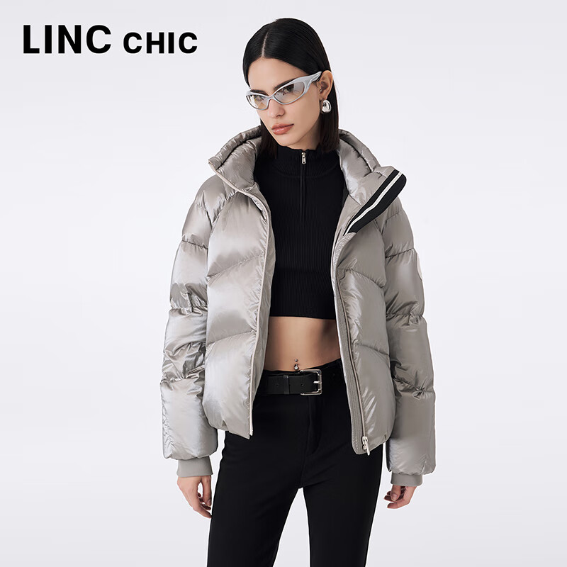 金羽杰明星同款冬季新款泡芙羽绒服女装短款轻暖大红色面包服Y23601238 耐久银灰 XS 适合120斤以下