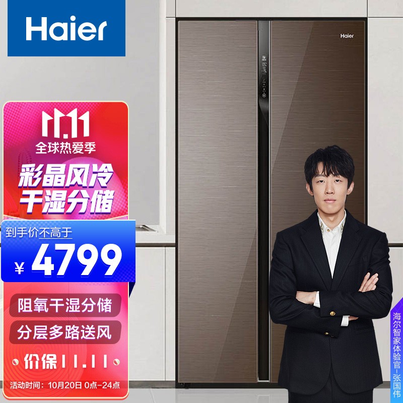 海尔（Haier）540升变频风冷无霜对开门冰箱干湿分储 分层多路送风DEO净味BCD-540WFGR