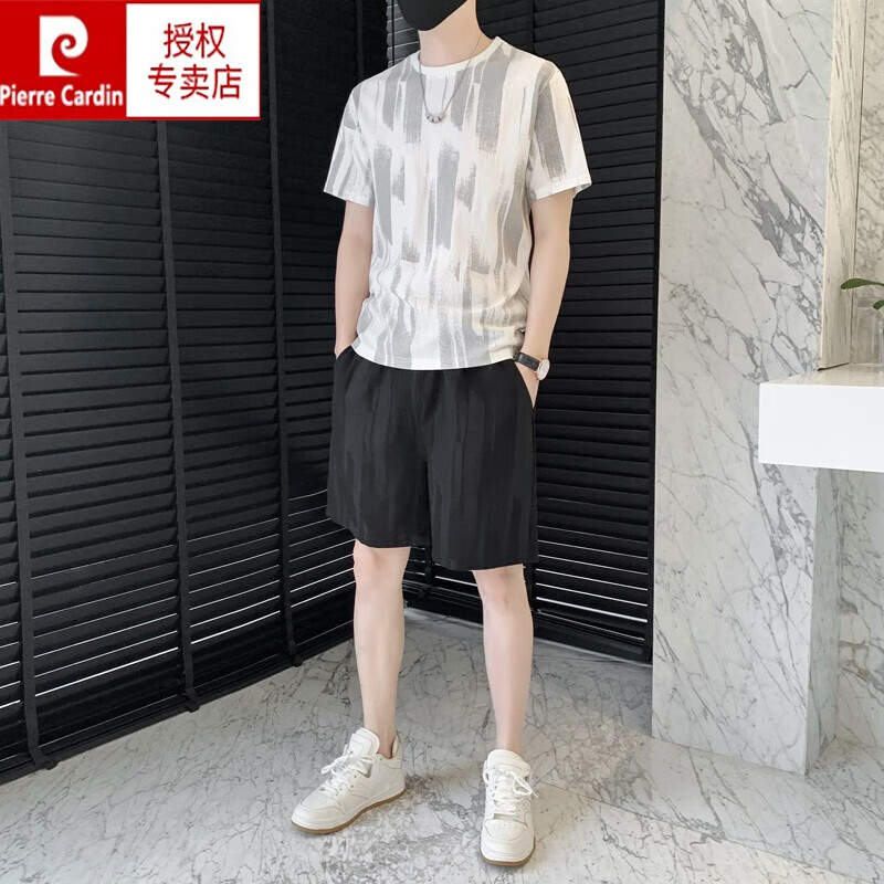 cardin)夏季休闲套装男士新款冰丝t恤短袖短裤一套成熟穿搭男装夏装