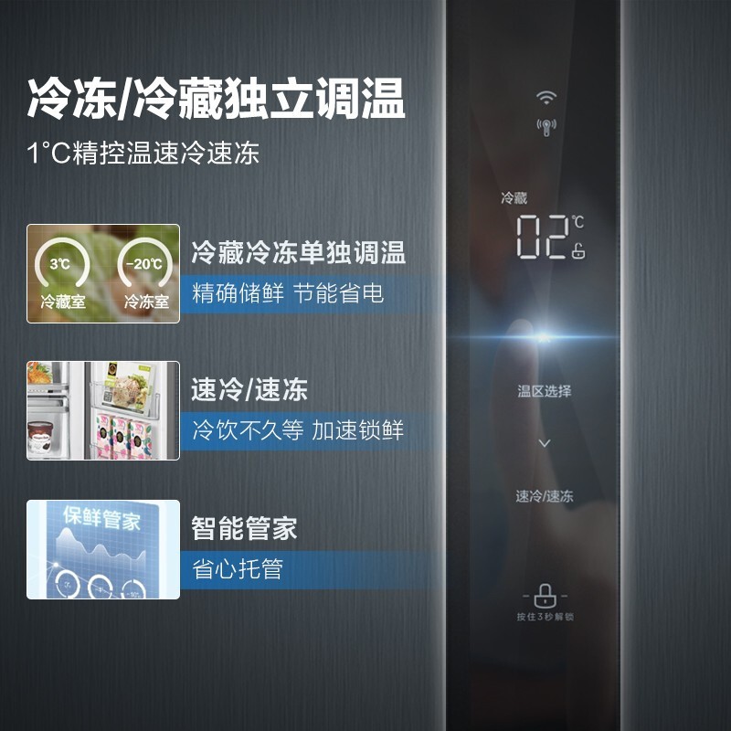 美的(Midea)冰箱549升双对开门两门一级能效变频风冷无霜慧鲜超薄机身智能家电超薄家用囤货电冰箱 BCD-549WKPZM(E)|22年新上架
