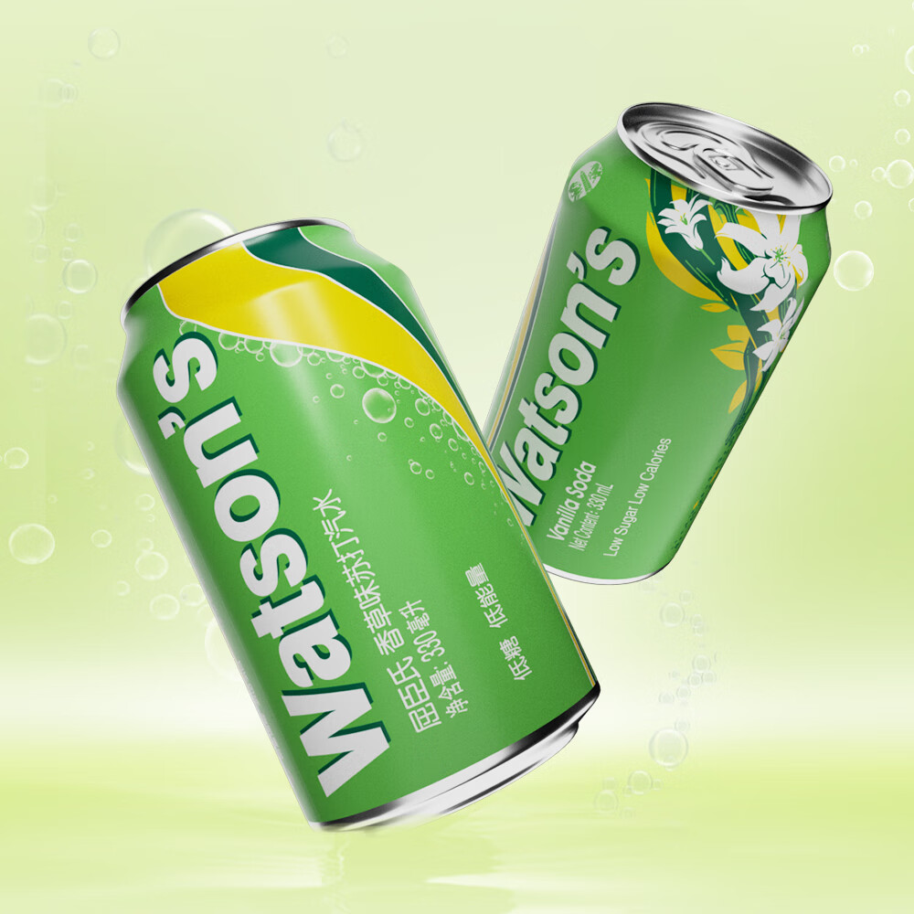 屈臣氏（Watsons）苏打水香草味低糖气泡水饮料聚会调酒330mL*24JOJO联名中秋送礼