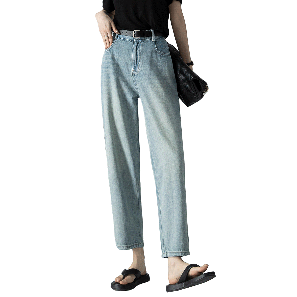 德瑪納【漢麻鐮刀香蕉褲】春秋款牛仔褲嘲寬松百搭哈倫褲子女