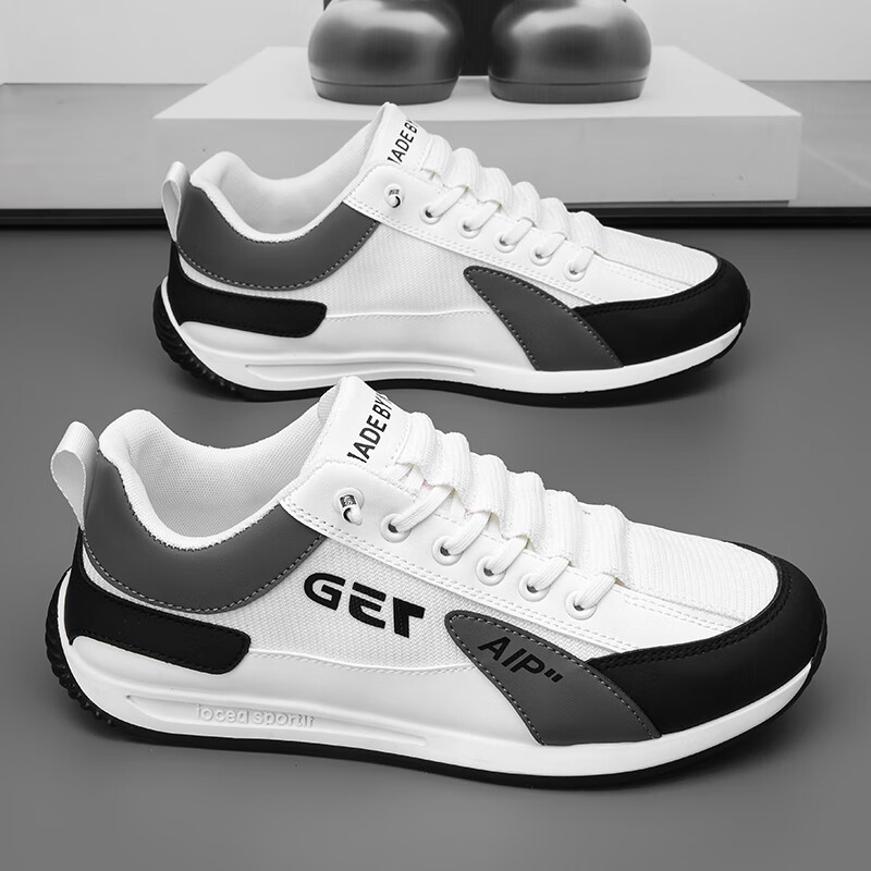 英伦班纳 一脚蹬男鞋夏季2024新款板鞋跑步男士休闲小白鞋 白色 38