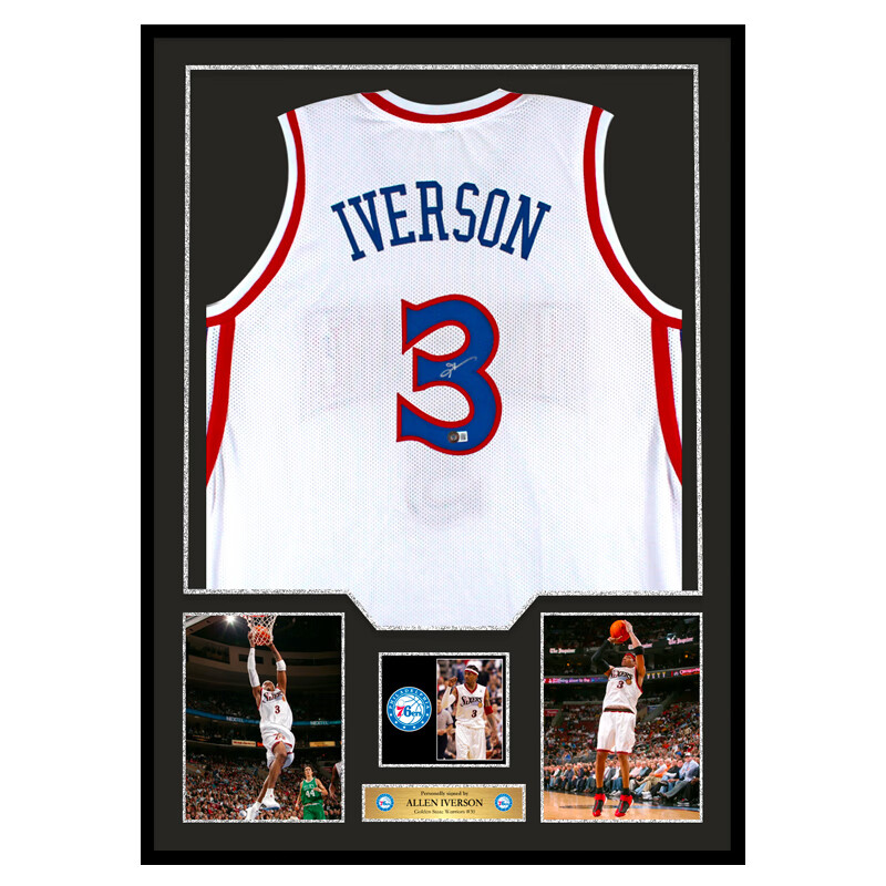 甄签:阿伦·艾弗森 亲笔签名 白色90年代tb职业球衣 beckett权威认证