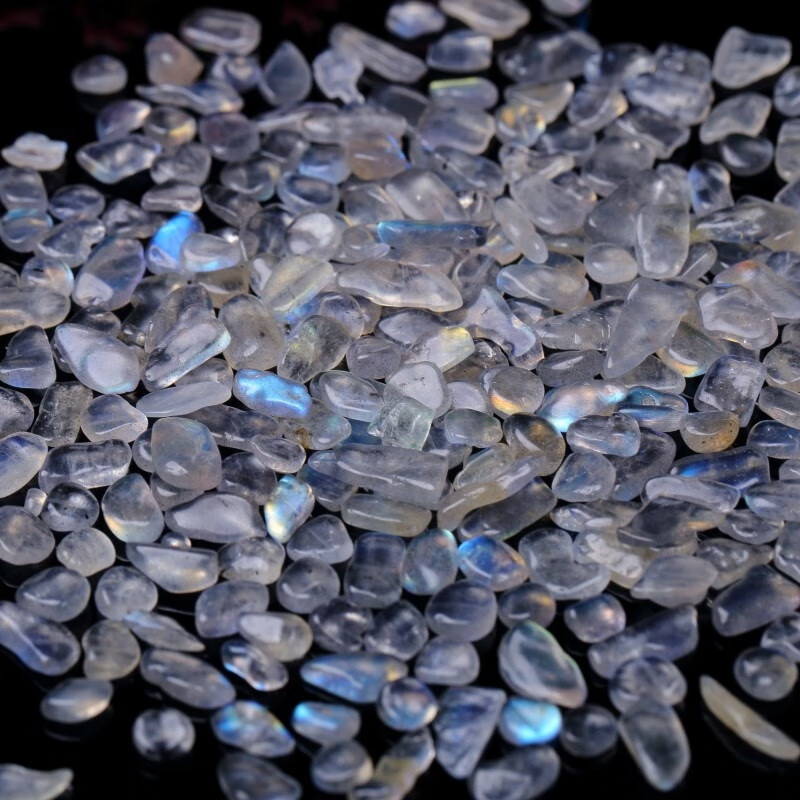 唯誠 天然优质月光石碎石原石拉长石原石摆件蓝光水晶石家居装饰摆件