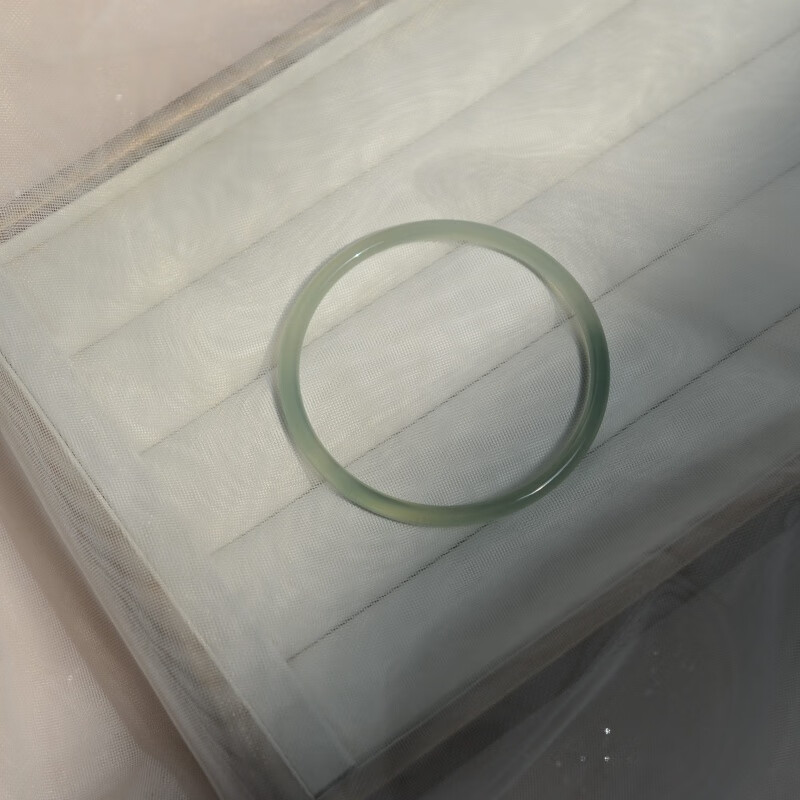 珠佩丽蓝田玉只此青绿油青色玉髓叮当镯青绿色极细手镯女士叮当镯 圈