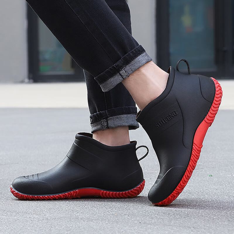 南旧防滑鞋厨房防油防水防滑时尚男女雨鞋中筒舒适柔软水鞋水靴工作靴