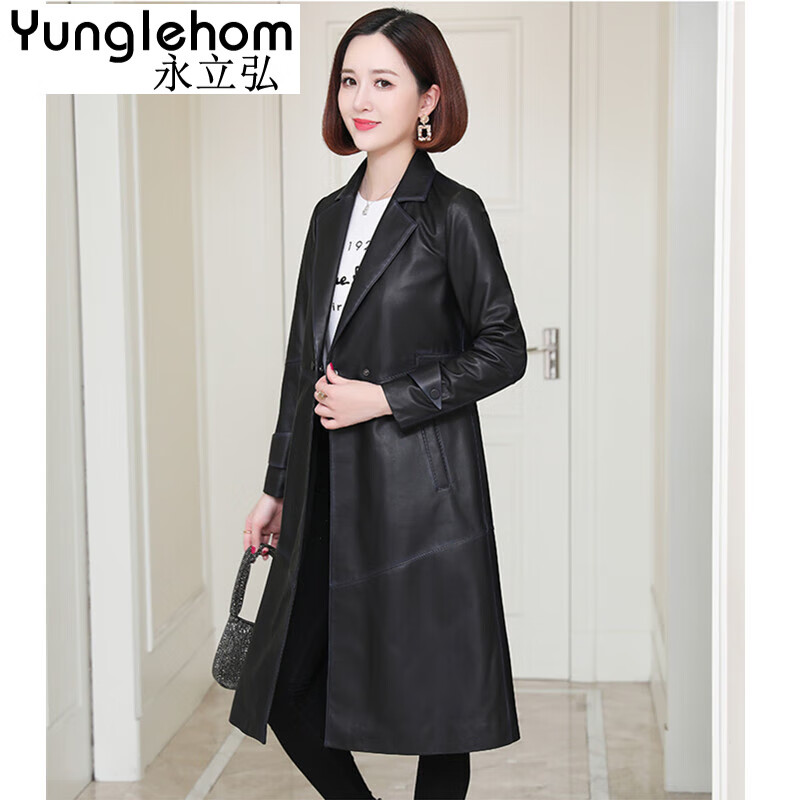 永立弘（YUNGLEHOM） 欧洲站真皮皮衣女士中长款真皮风衣海宁绵羊皮单皮大衣韩版显瘦 黑色 XL高性价比高么？