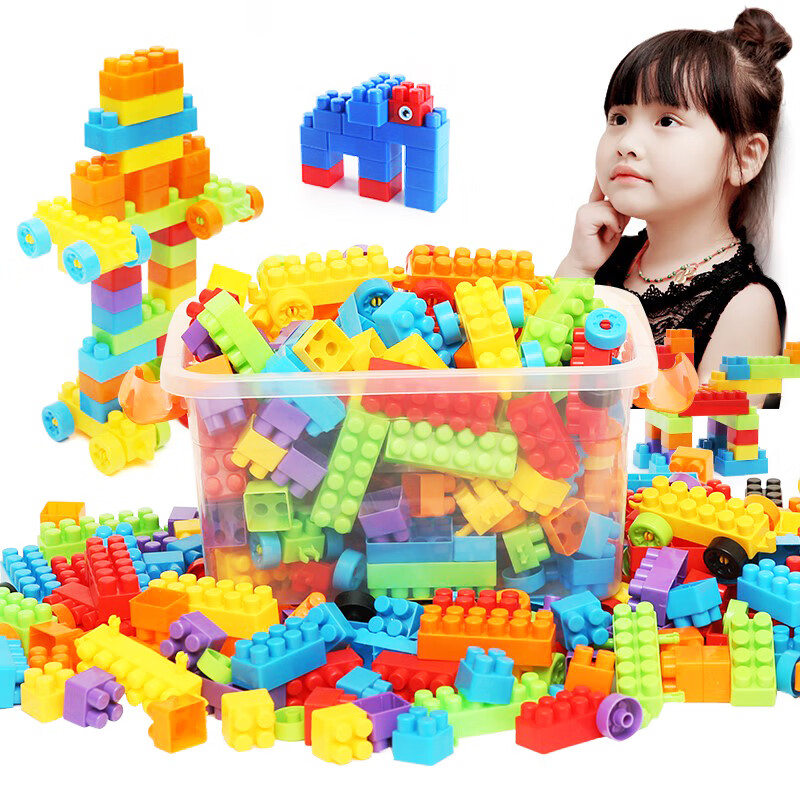 儿童玩具积木拼装拼插大颗粒塑料男孩女孩3-6岁宝宝启蒙益智生日礼物 400粒塑料积木收纳盒装