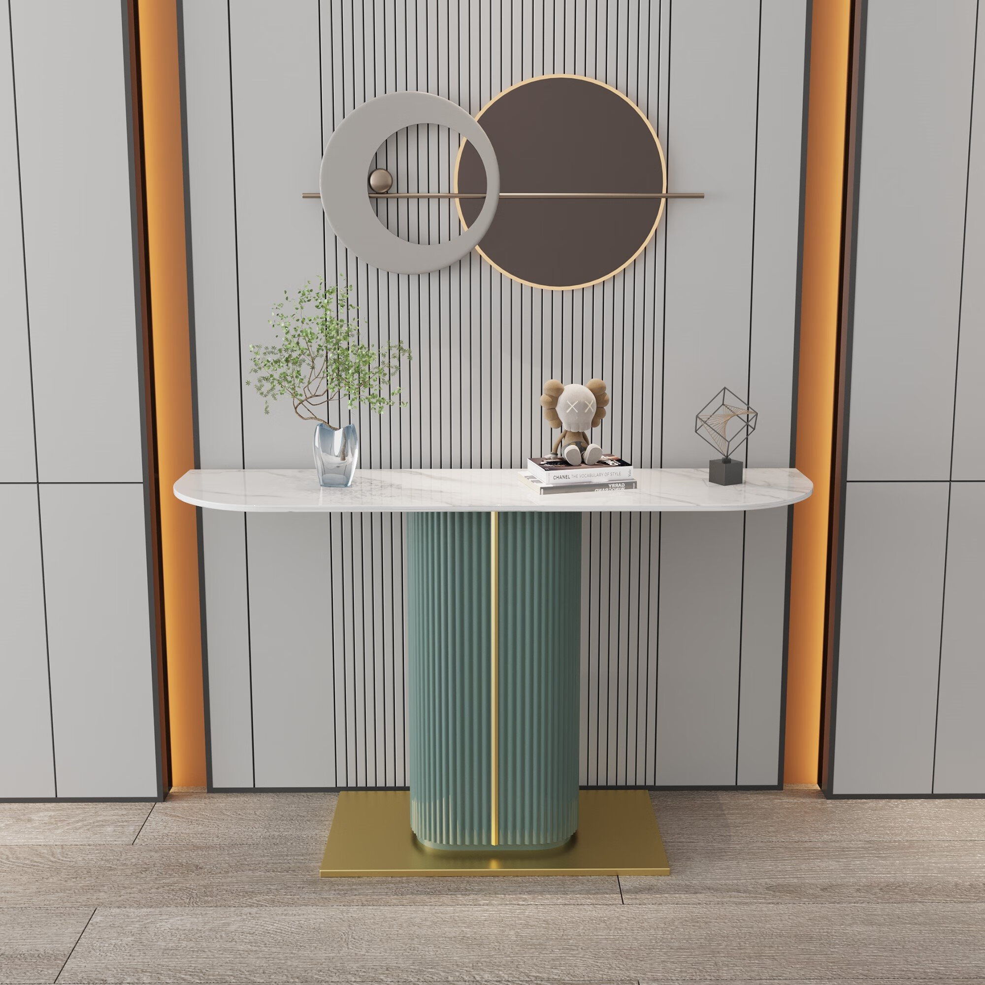 玖纹豹意式轻奢玄关桌岩板入户玄关柜创意走廊玄关台现代简约靠墙条案