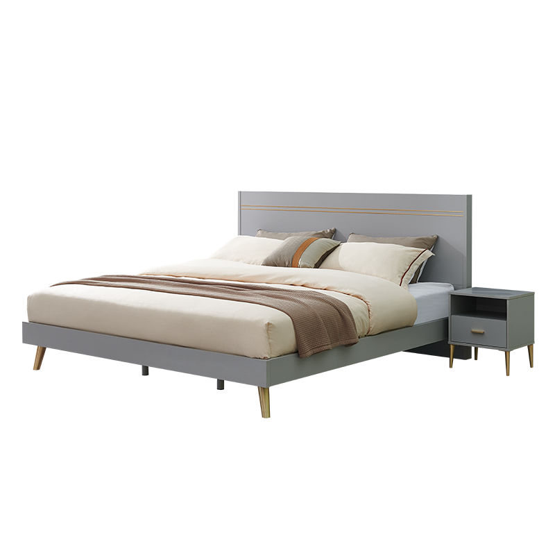 全友家居床双人床现代简约卧室板木床意式轻奢板式可置物床屏主卧家具组合126802B B款高脚床1.8米单床 774.4元