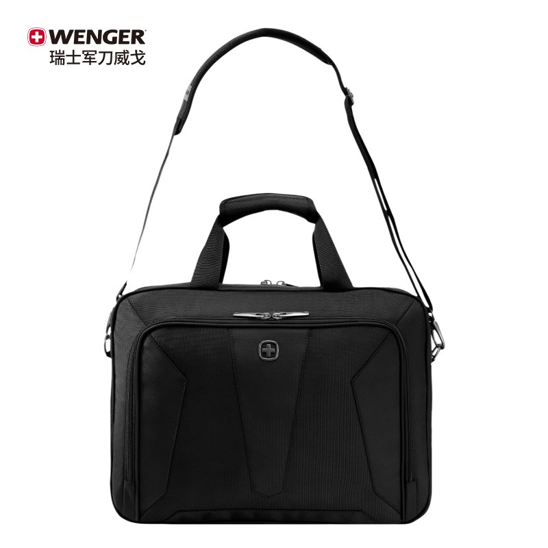 瑞士军刀威戈Wenger商务电脑公文包笔记本电脑15.6英寸可提可斜挎单肩包 可挂靠行李箱黑色611862
