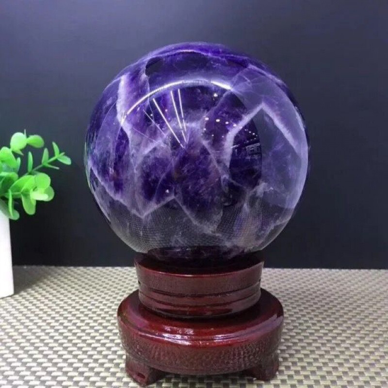 欧珏雅 水晶原石梦幻紫水晶球摆件紫晶原石 家居客厅办公摆饰 紫色