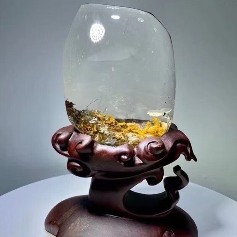 诺源天然黄幽灵水晶景石摆件 原石水晶幽灵水晶摆件 全包裹 晶体通透