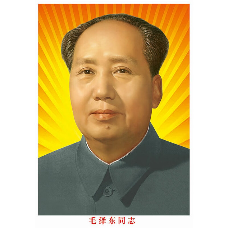 y画像墙画伟人中堂装饰画客厅壁画北极象 金底标准像