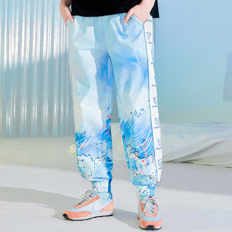 supreme休闲裤男女潮牌2021秋季反光条宽松休闲运动小恶魔扎染工装裤