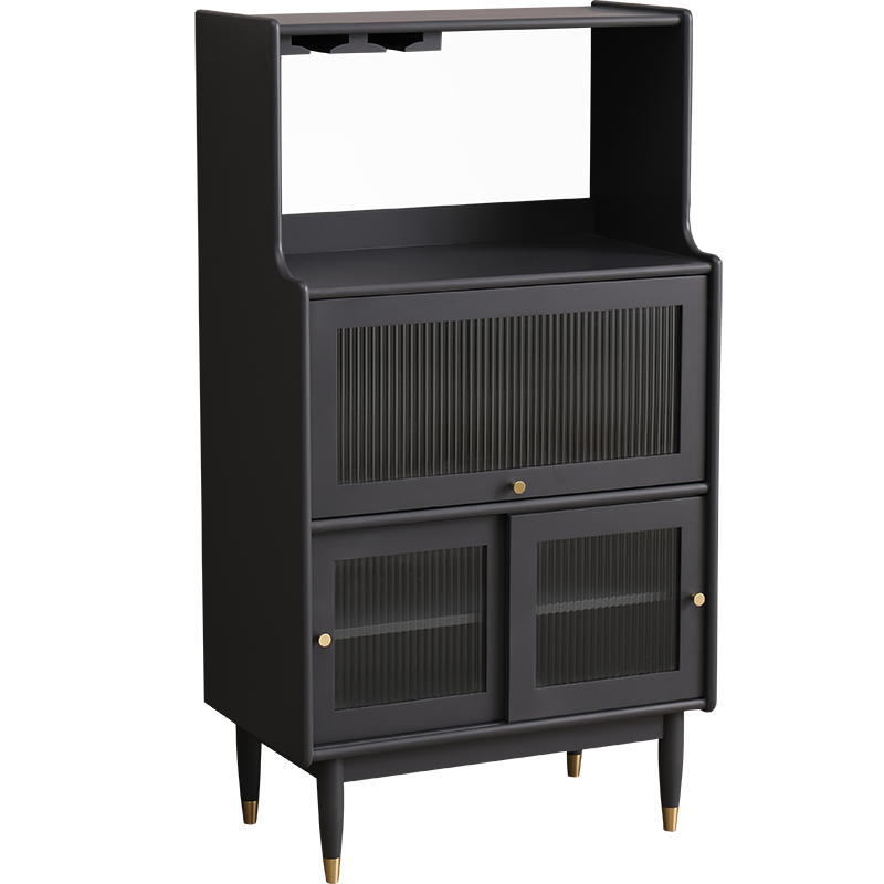 艾迪嘉餐边柜现代简约餐厅柜客厅柜子储物柜微波炉柜 黑色加宽 送货到家