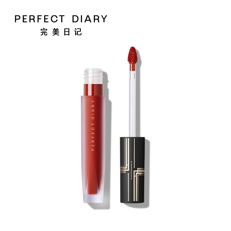 官方完美日记（PERFECT DIARY）金丝绒唇釉 V14 绯色耳语（豆沙红棕色）2.5g（日常百搭）