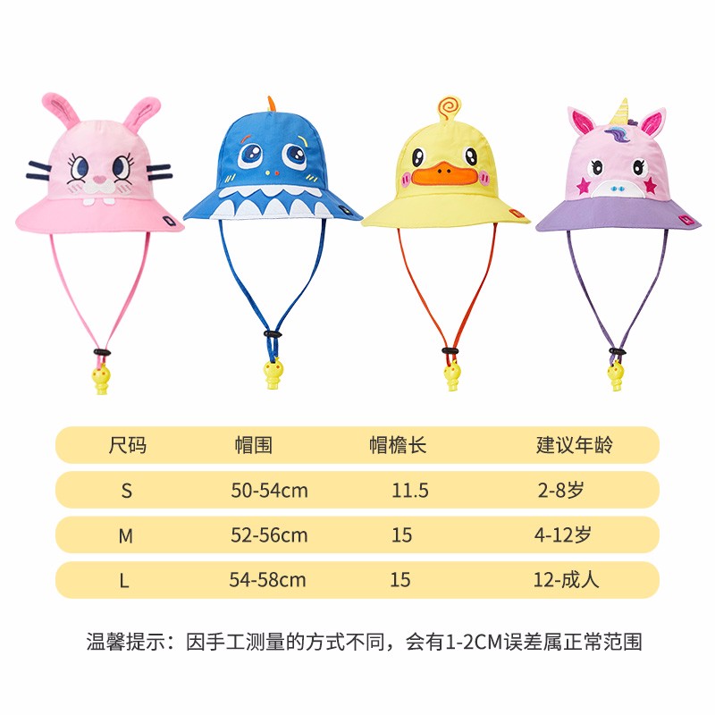 柠檬宝宝【捡漏价】儿童帽子男女童宝宝婴幼儿防晒帽春夏遮阳渔夫太阳帽 粉紫星星独角兽 帽围50cm【建议3个月-2岁】
