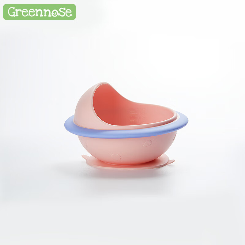 绿鼻子（green nose）宝宝餐碗 儿童硅胶辅食碗防摔吸盘餐具 雲仙粉