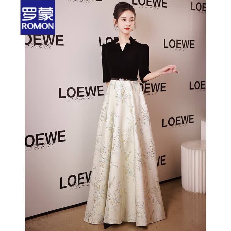 罗蒙（ROMON）晚礼服裙女2023新款气质轻奢小众成人礼主持人高级感艺考 2182图片色长款 XL怎么样,好用不?